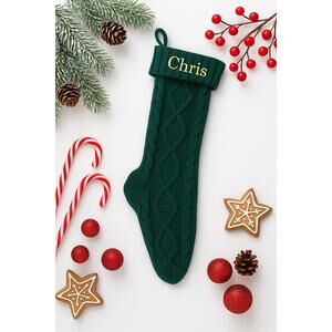 NEW Cable Knit “Chris” Christmas Stocking